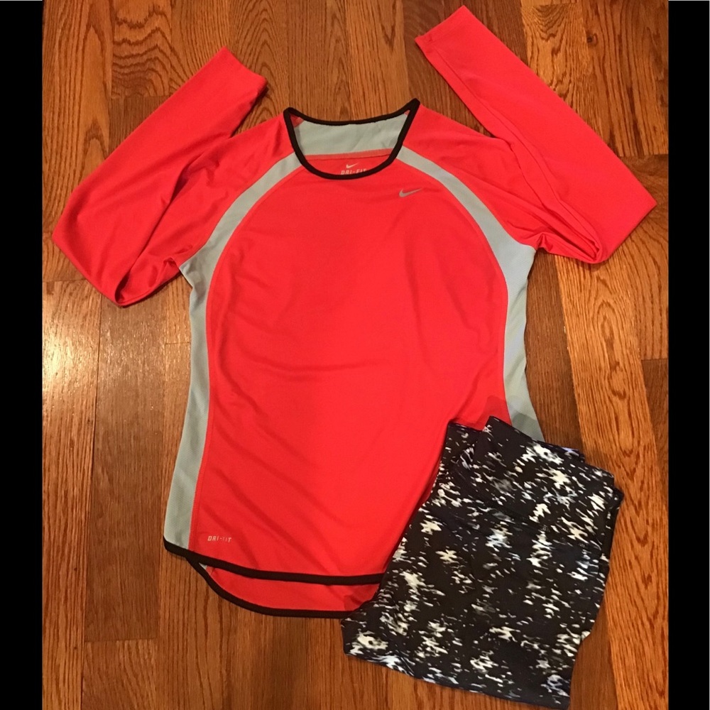 NIKE DRI-FIT Long Sleeve Wicker Reflective Bright Color Running Top Size M